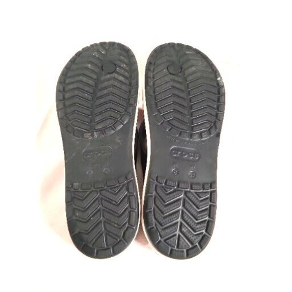 Crocs Mens 8 Womens 10 Comfort Chunky Flip Flop Thong Strap Sandals Black White - Picture 7 of 8